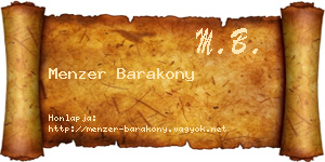 Menzer Barakony névjegykártya